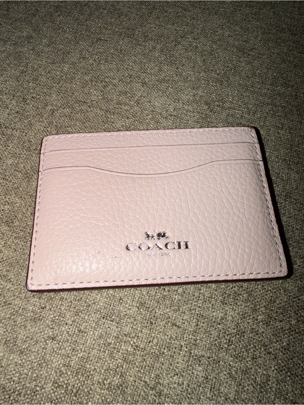 COACH Light Pink Pebbled Leather Card Holder